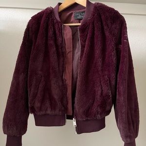 Faux fur bomber jacket
